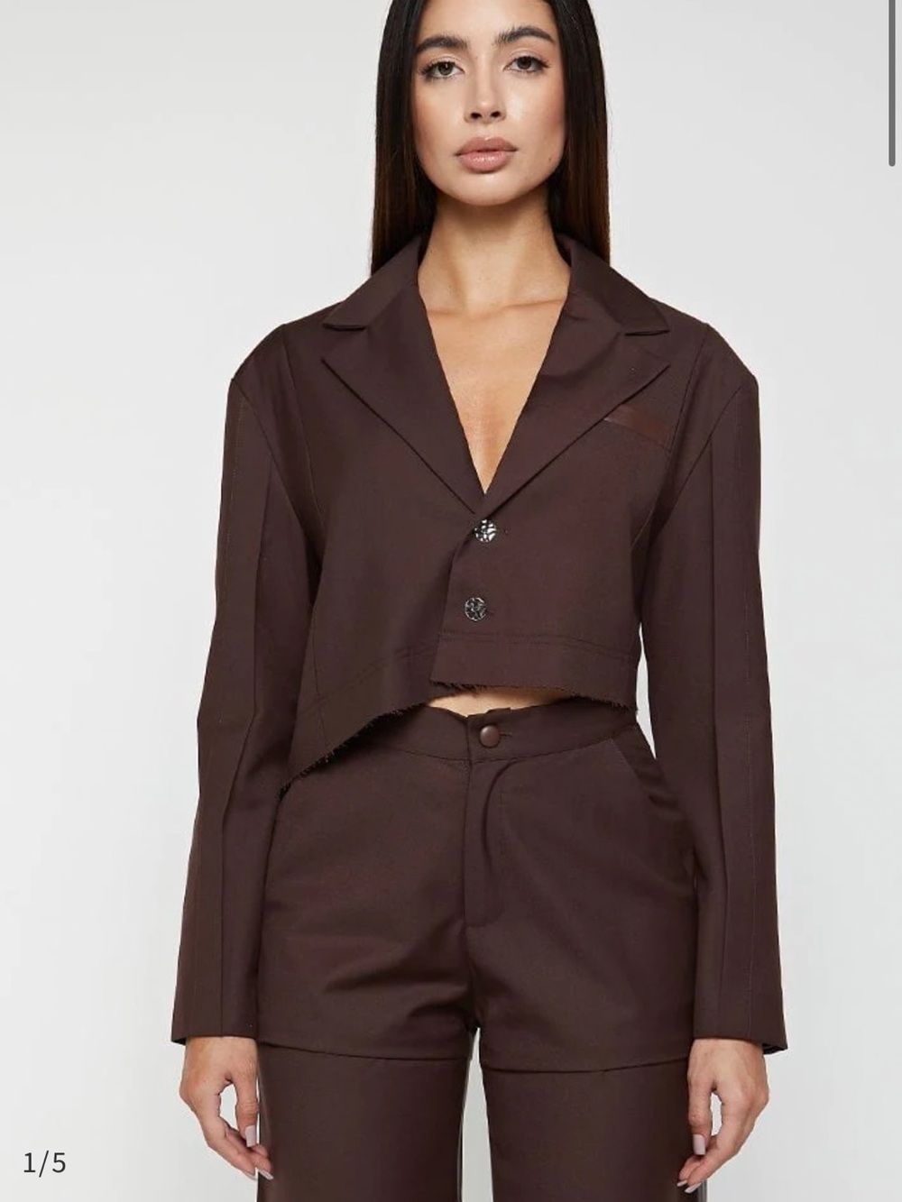 Cropped Brown Women's Blazer Jacket and Matching Pants